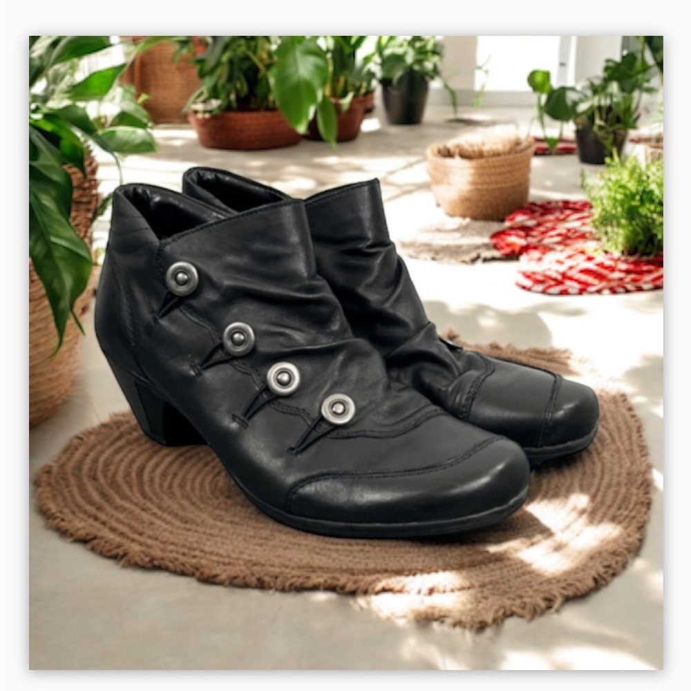 Remonte Dorndorf AnneMarie Women Shoes Black Sz 8 Leather Slip On Ankle Boots☀️ - Picture 2 of 15
